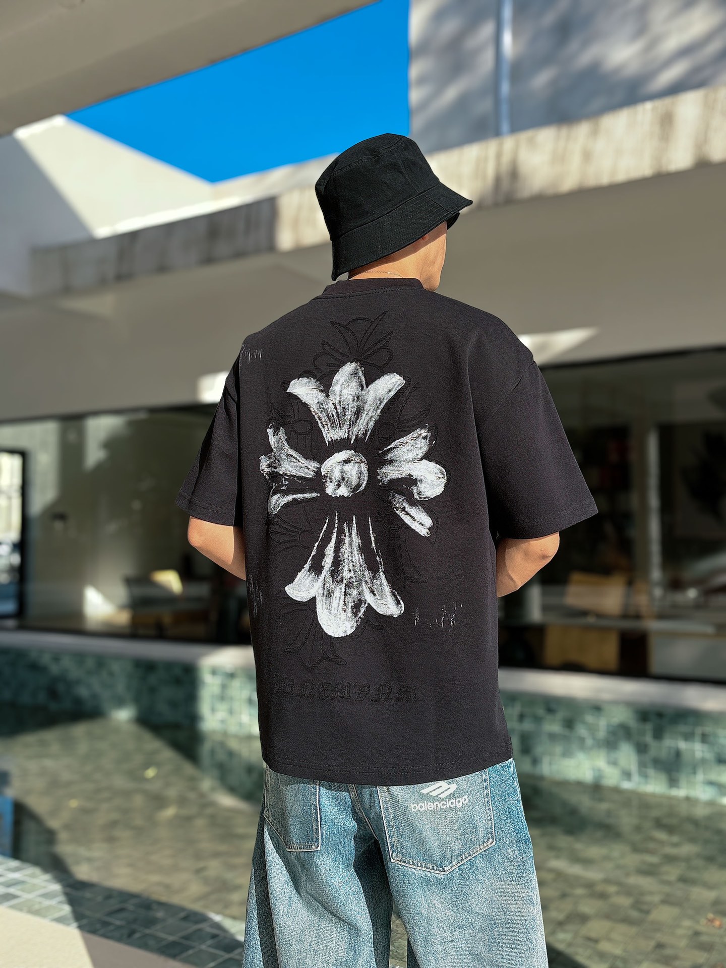 크롬하츠(Chrome Hearts) 레이저 패턴 반팔 티셔츠 상의 의류