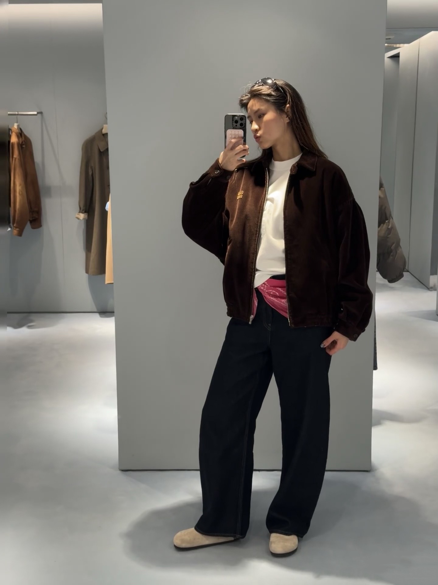 미우미우(MIU MIU) 자수 코듀로이 집업 재킷 상의 의류