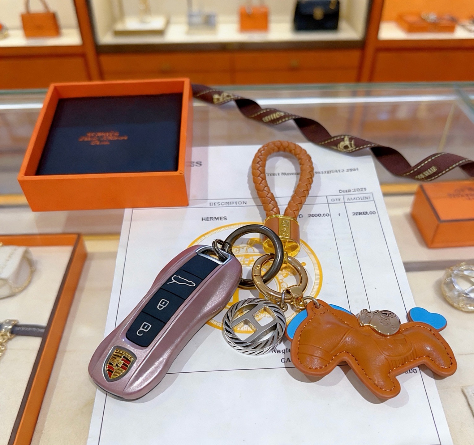 에르메스(HERMES) 버킨 모티프 메탈 키링 악세사리