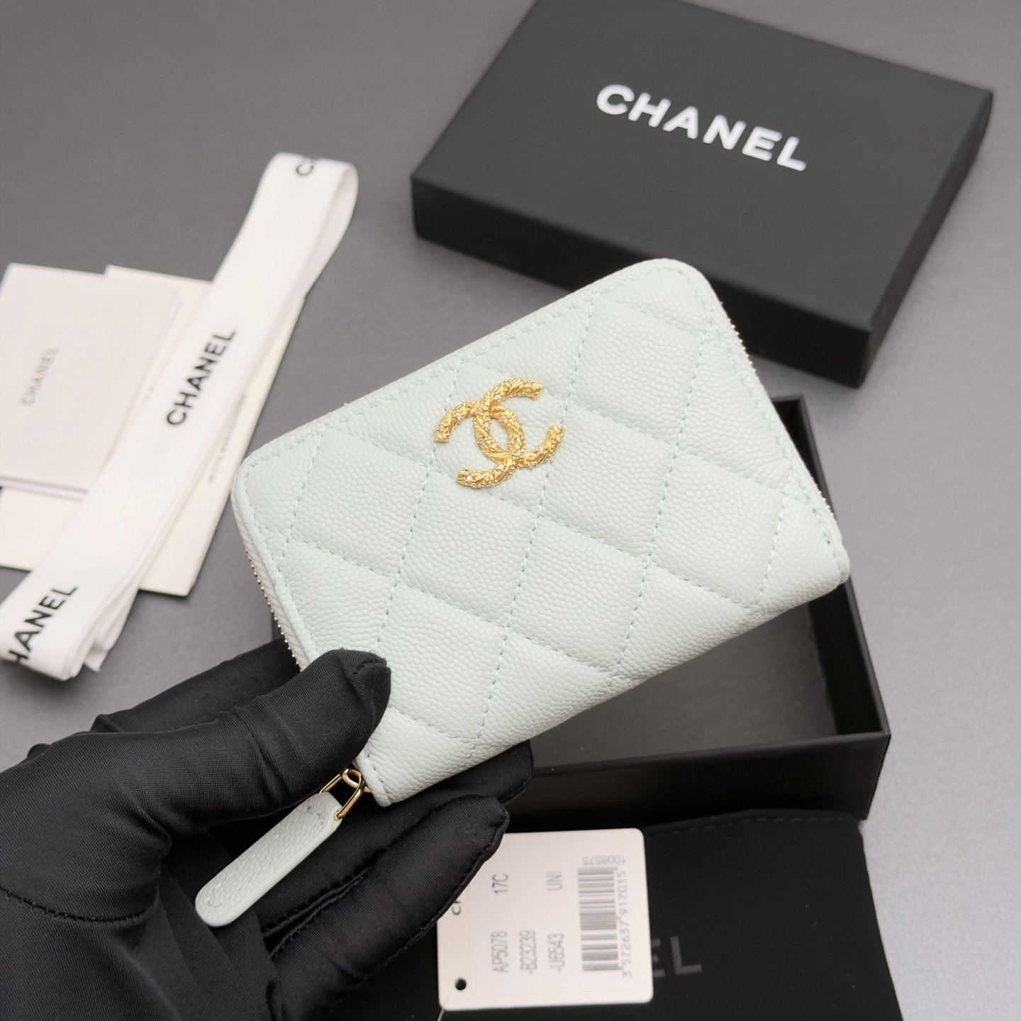 [Chanel] 샤넬 26SS 캐비어 멀티 젬스톤 미니 지퍼 코인 퍼스 지갑