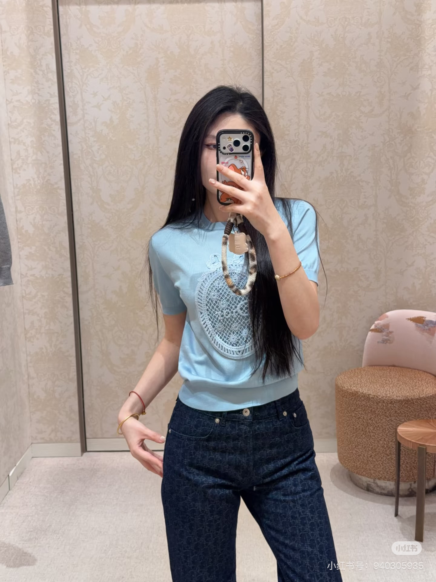 디올(DIOR) 자수 반팔 니트 의류