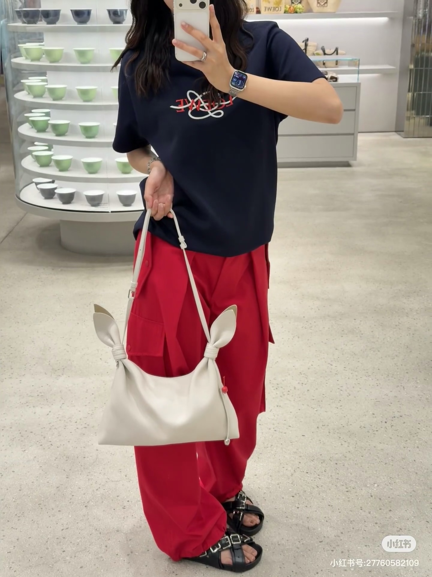 로에베(LOEWE) 아나그램 로프 자수 반팔 티셔츠 상의 의류