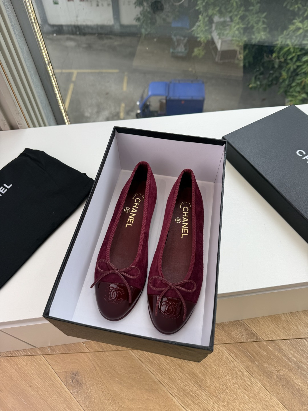 샤넬(CHANEL) 리본 메리제인 슬링백 플랫 신발