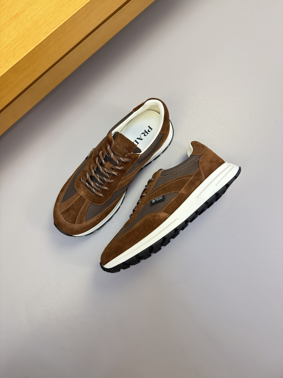 [Prada] 프라다 프리미엄 스웨이드 & 캔버스 콤비 스니커즈 신발