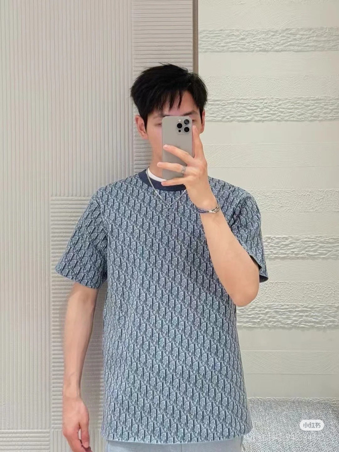 디올(DIOR) 오블리크 자카드 니트 반팔 티셔츠 상의 의류
