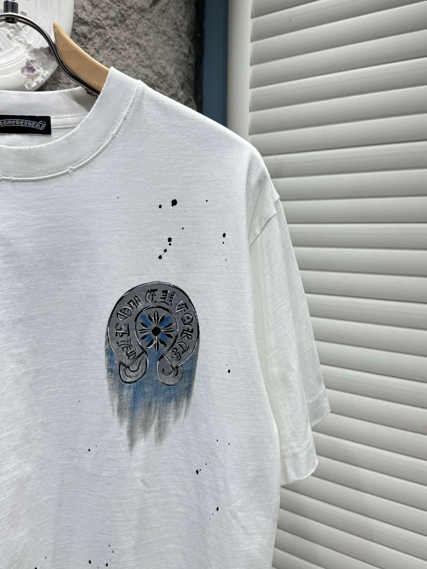 크롬하츠(CHROME HEARTS) 핸드드로잉 크로스 반팔 티셔츠 상의 의류