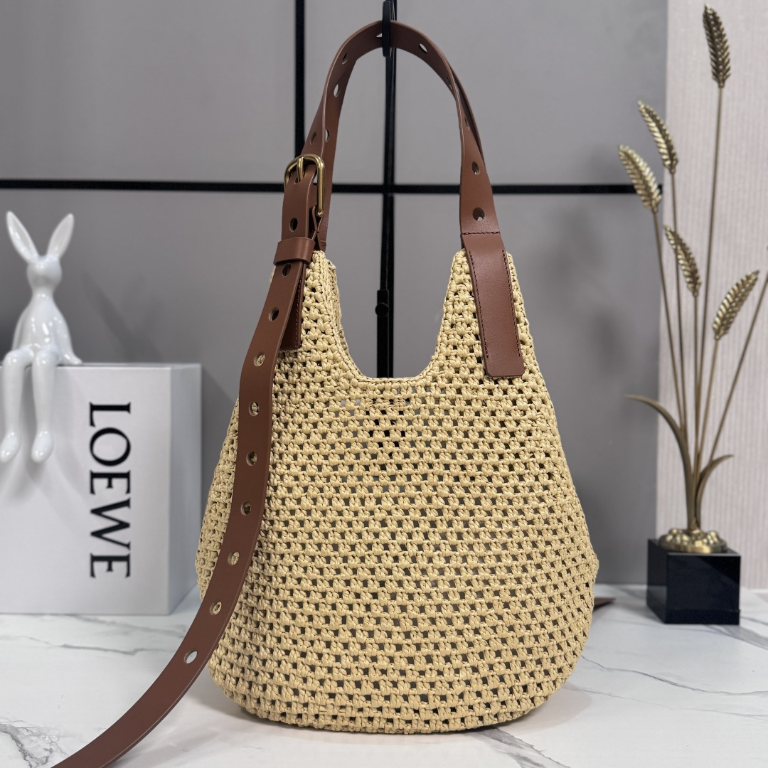 [Loewe] 로에베 Punch Hole Hobo 펀치 홀 호보 라피아 숄더백 가방