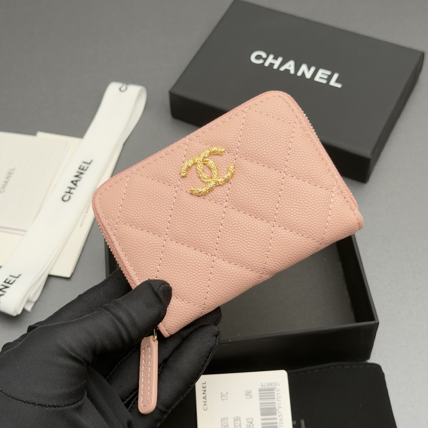 [Chanel] 샤넬 26SS 캐비어 멀티 젬스톤 미니 지퍼 코인 퍼스 지갑
