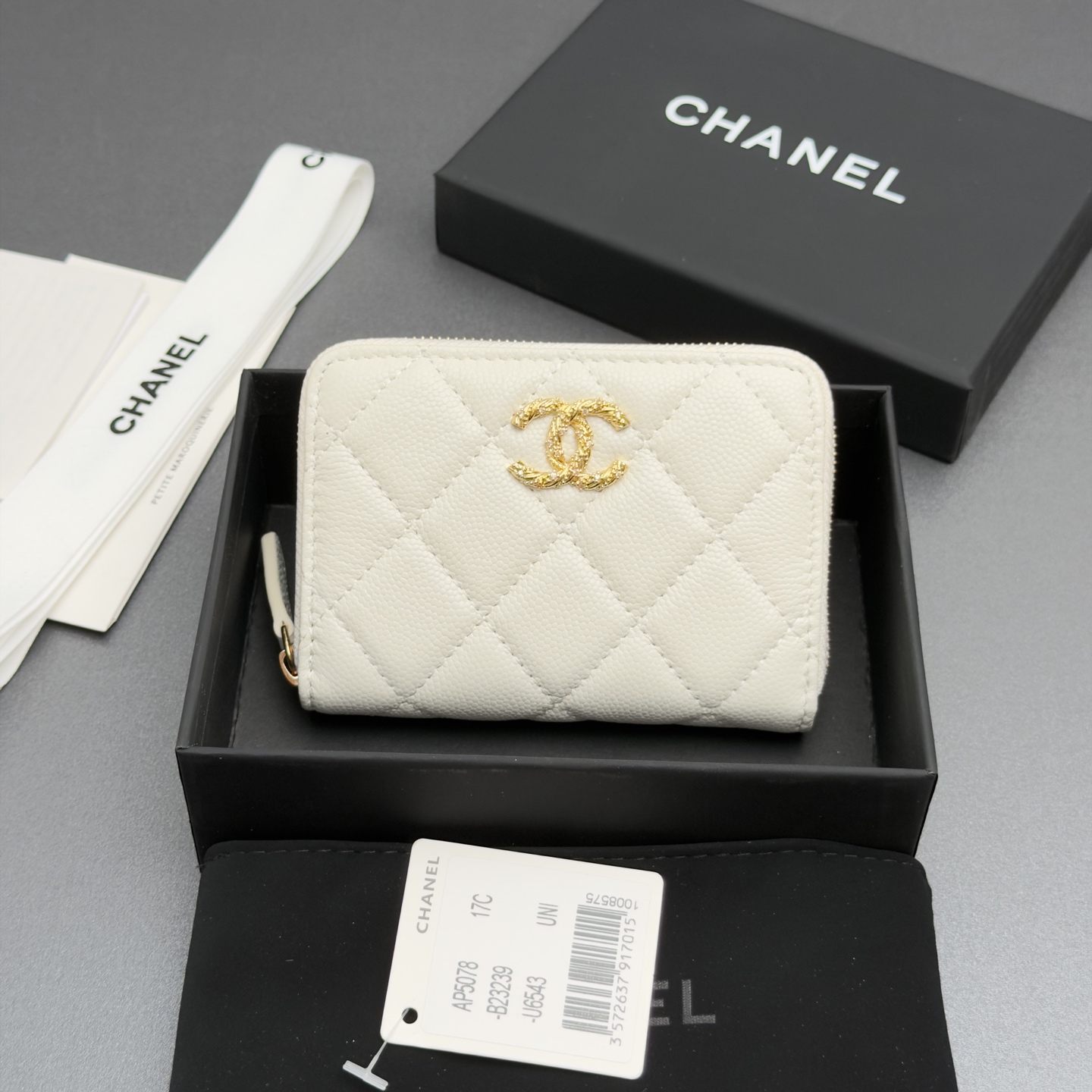 [Chanel] 샤넬 26SS 캐비어 멀티 젬스톤 미니 지퍼 코인 퍼스 지갑
