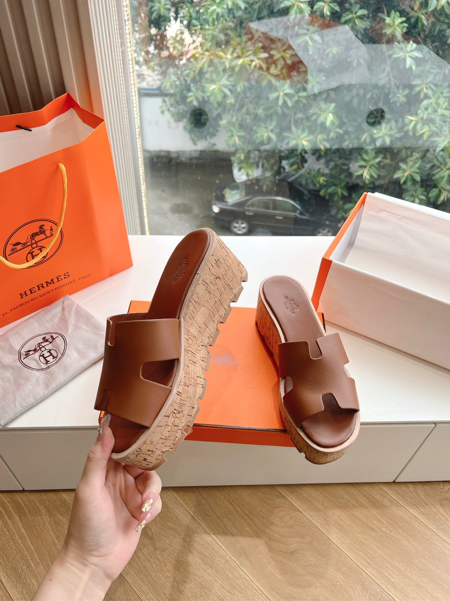 에르메스(HERMES) 웨지힐 슬리퍼 신발