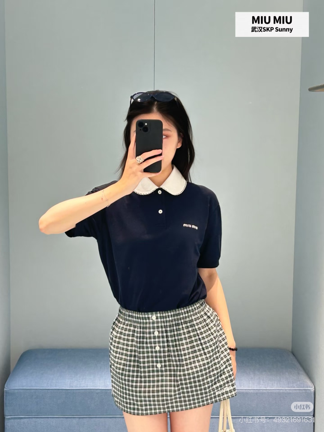 미우미우(MIU MIU) 레이스 카라 폴로 반팔 티셔츠 상의 의류