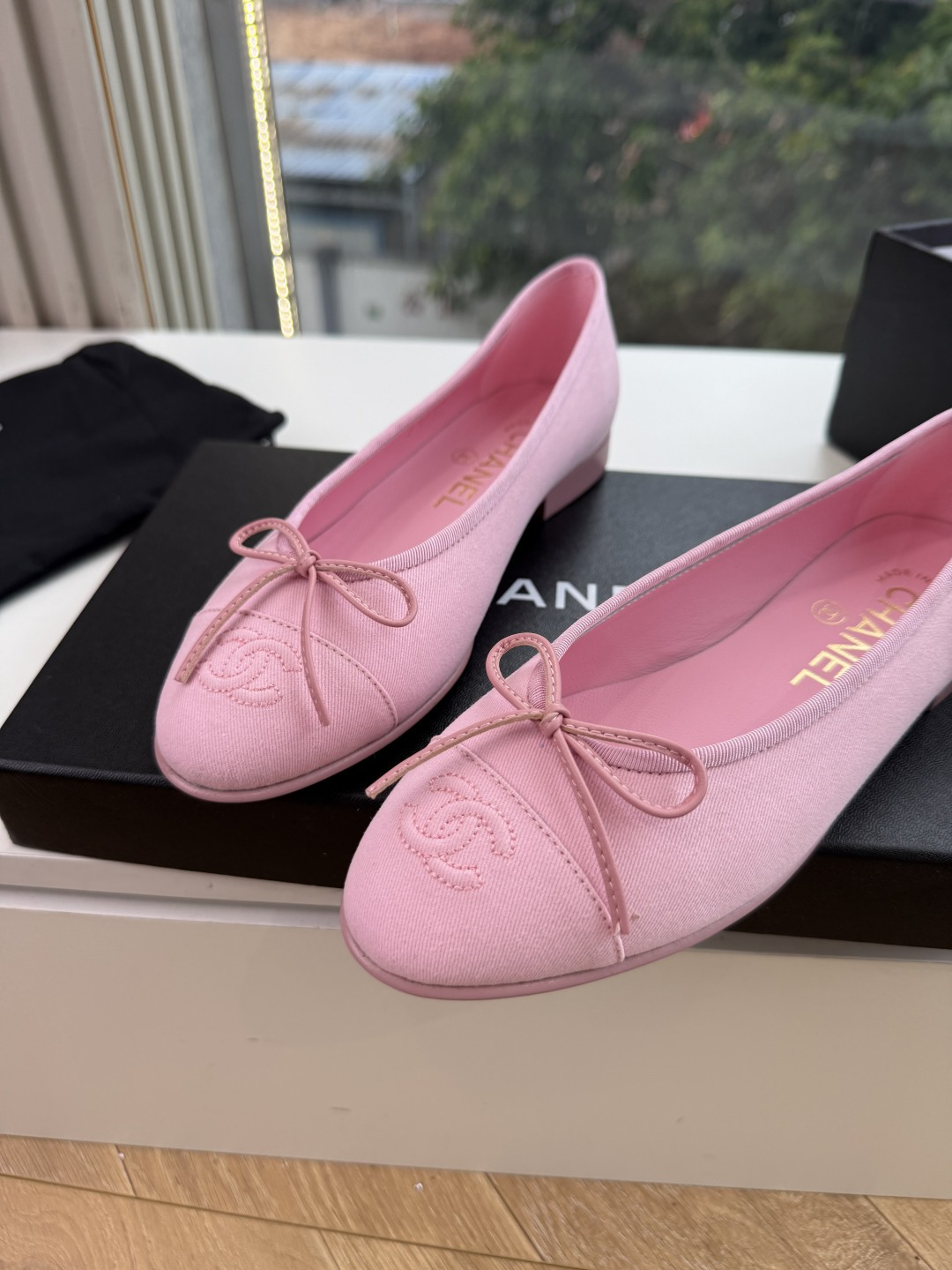 샤넬(CHANEL) 리본 메리제인 슬링백 플랫 신발