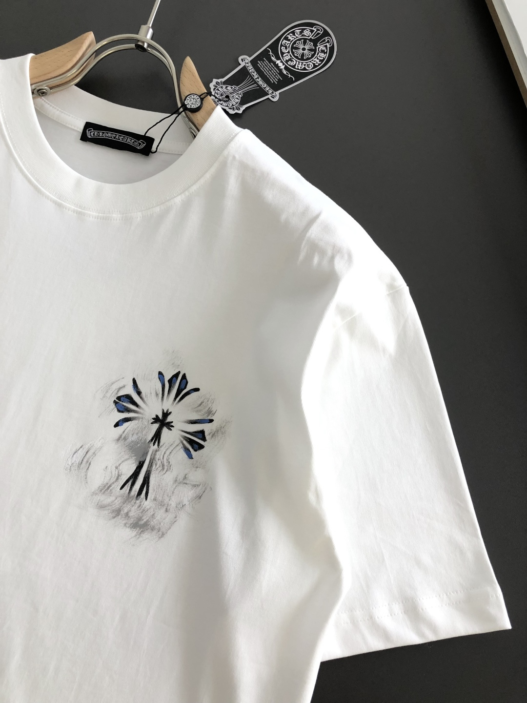 크롬하츠(CHROME HEARTS) 핸드드로잉 크로스 반팔 티셔츠 상의 의류