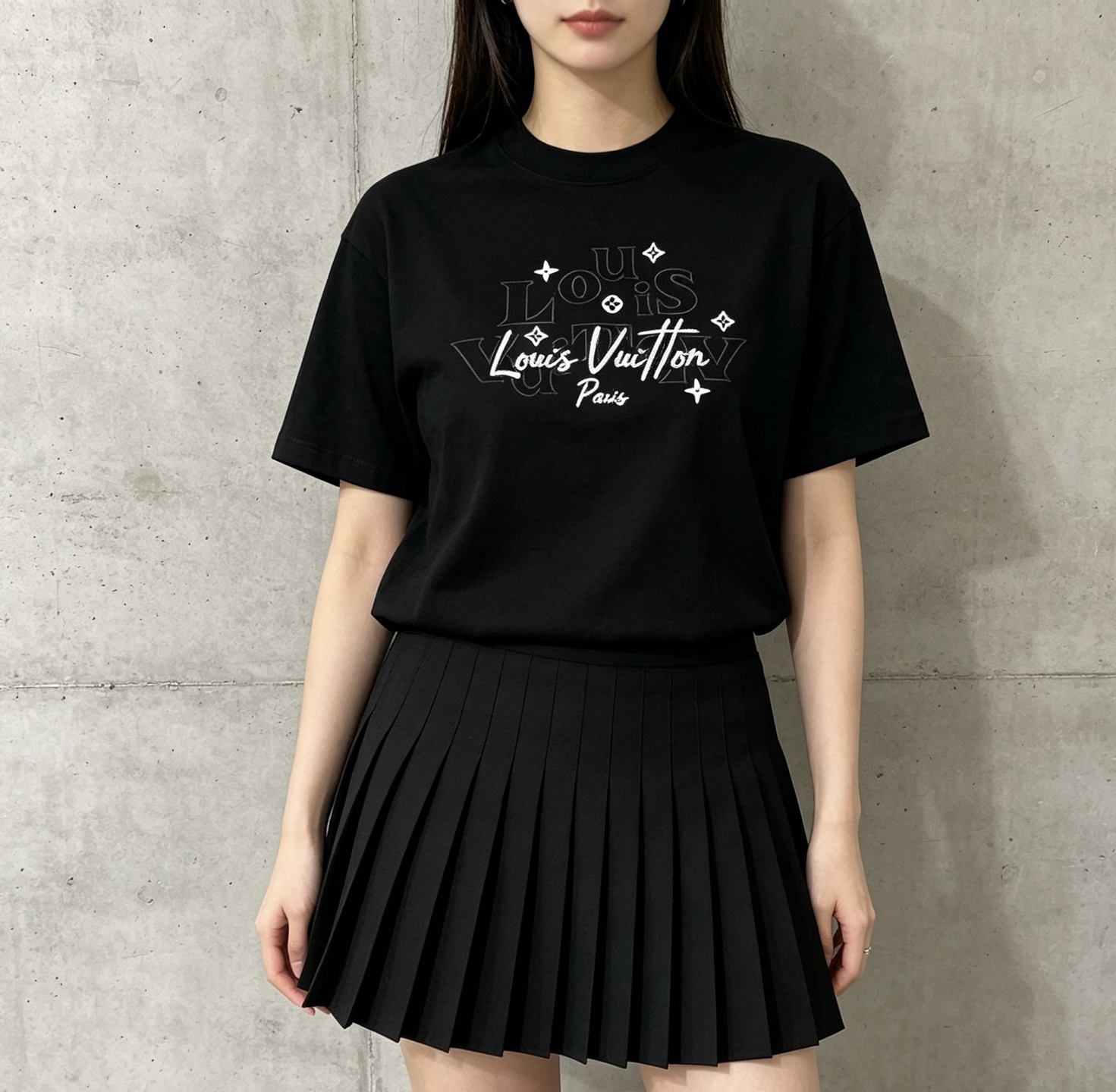 루이비통(LV) 레터링 자수 반팔 티셔츠 의류
