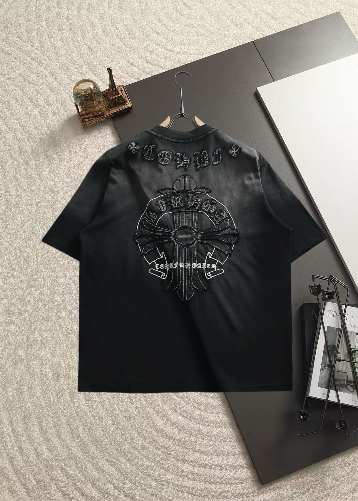 크롬하츠(CHROME HEARTS) 자수 워싱 반팔 티셔츠 상의 의류