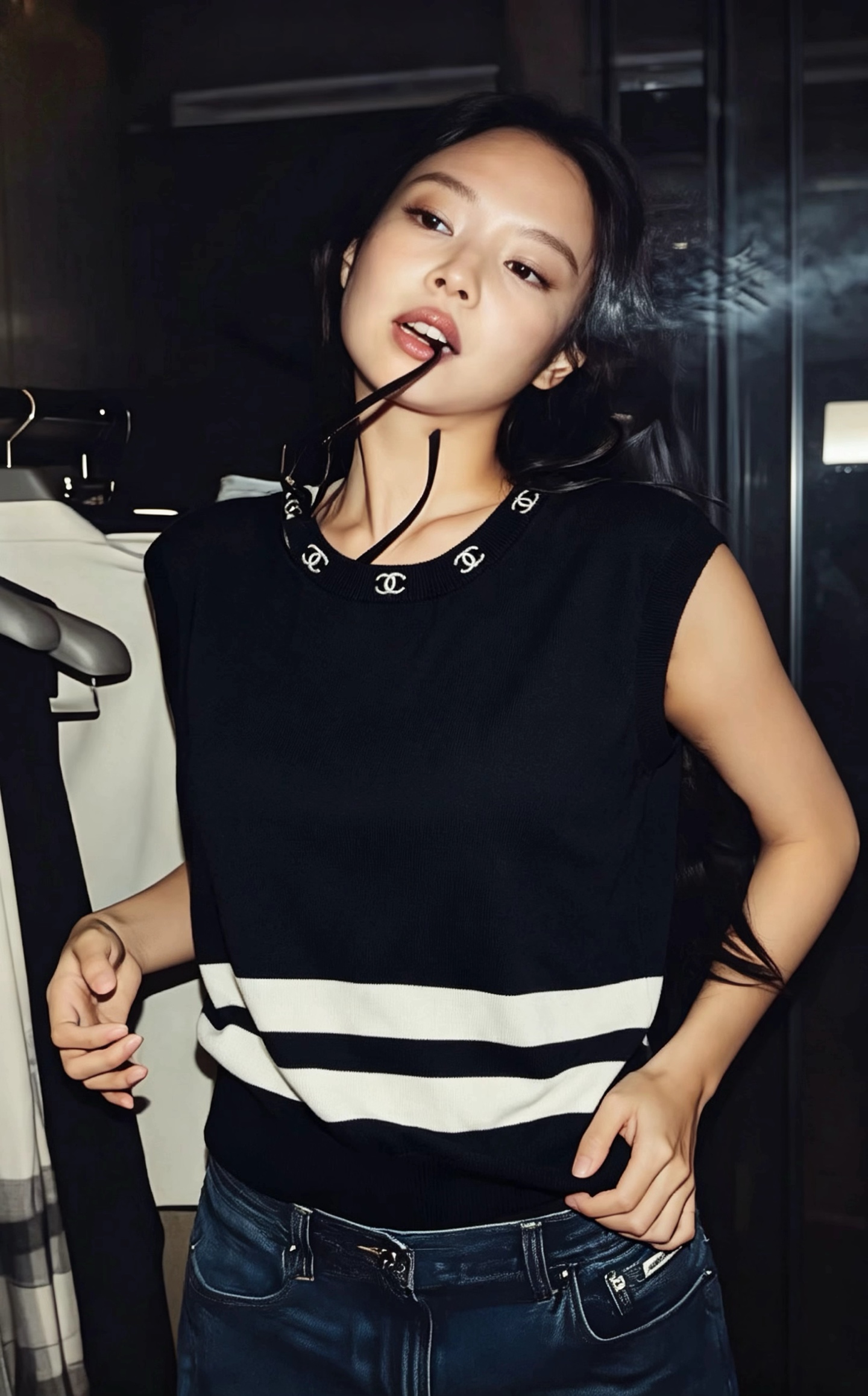 [Chanel] 샤넬 26SS 블랙 자수 니트 민소매 나시 탑 상의 의류