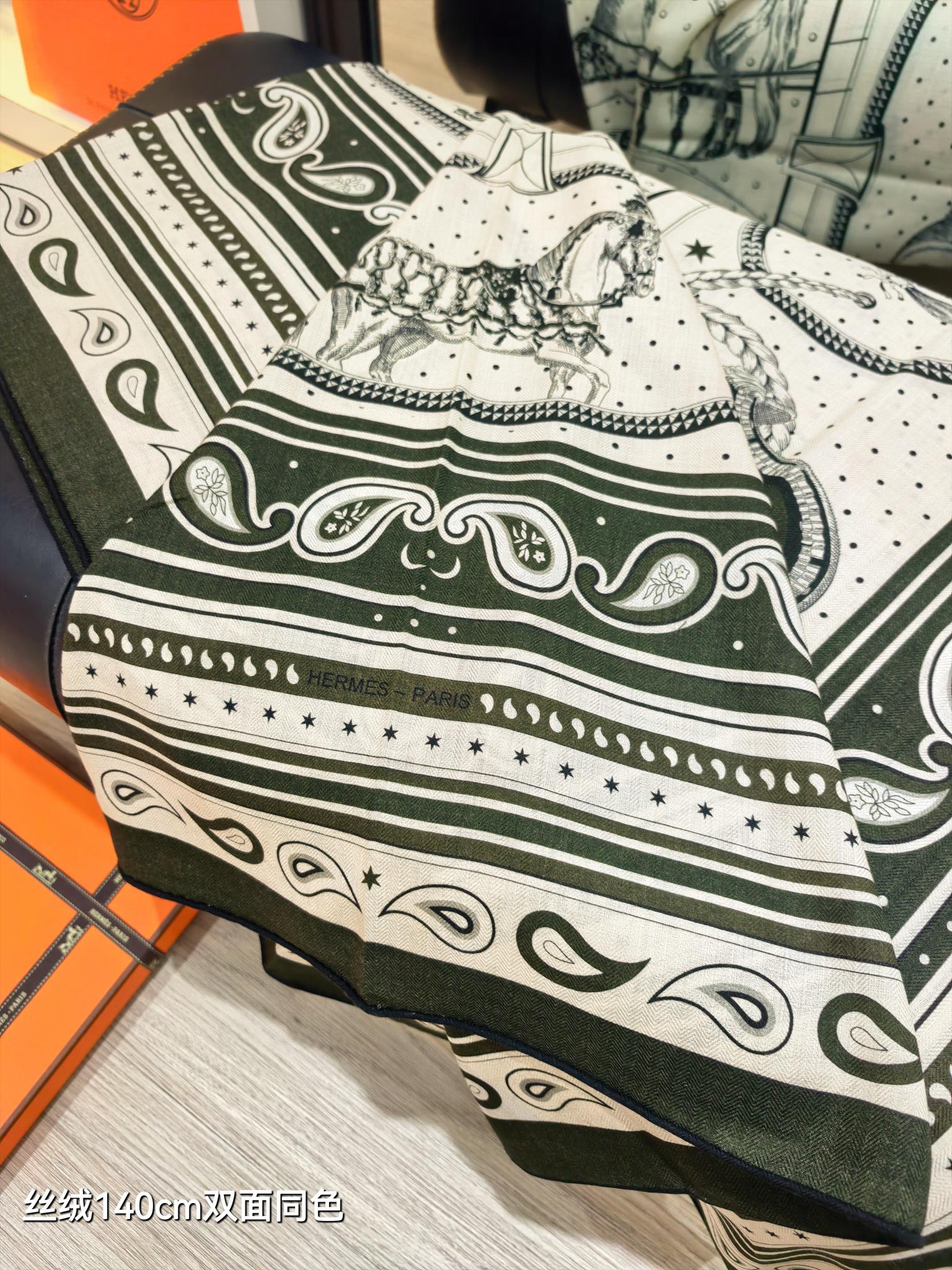 에르메스(HERMES) 페스티벌 반다나 캐시미어 실크 숄 목도리 스카프
