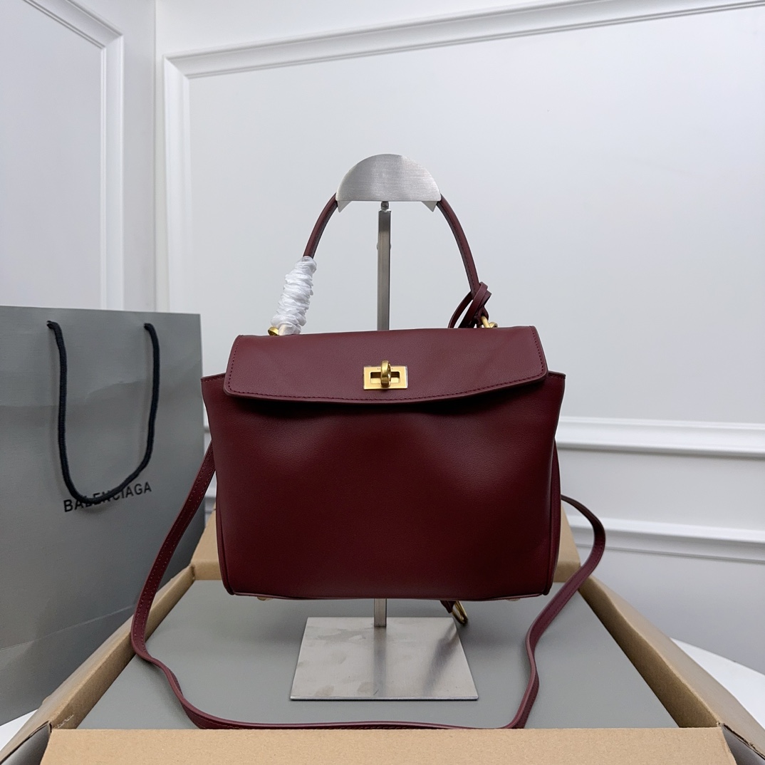 BALENCIAGA 발렌시아가 Rodeo 로데오 미니 핸드백 (버건디 컬러 / 골드 하드웨어) 가방