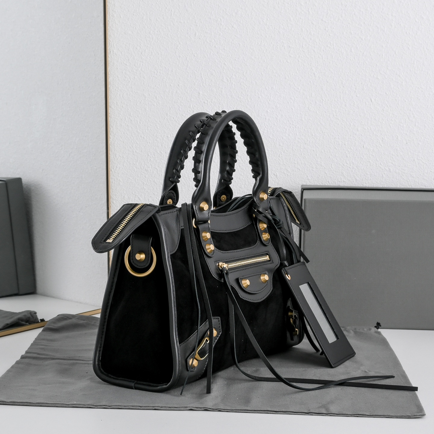 BALENCIAGA 발렌시아가 Le City 르 시티 스웨이드 컴비네이션 카프스킨 모터사이클 백 가방