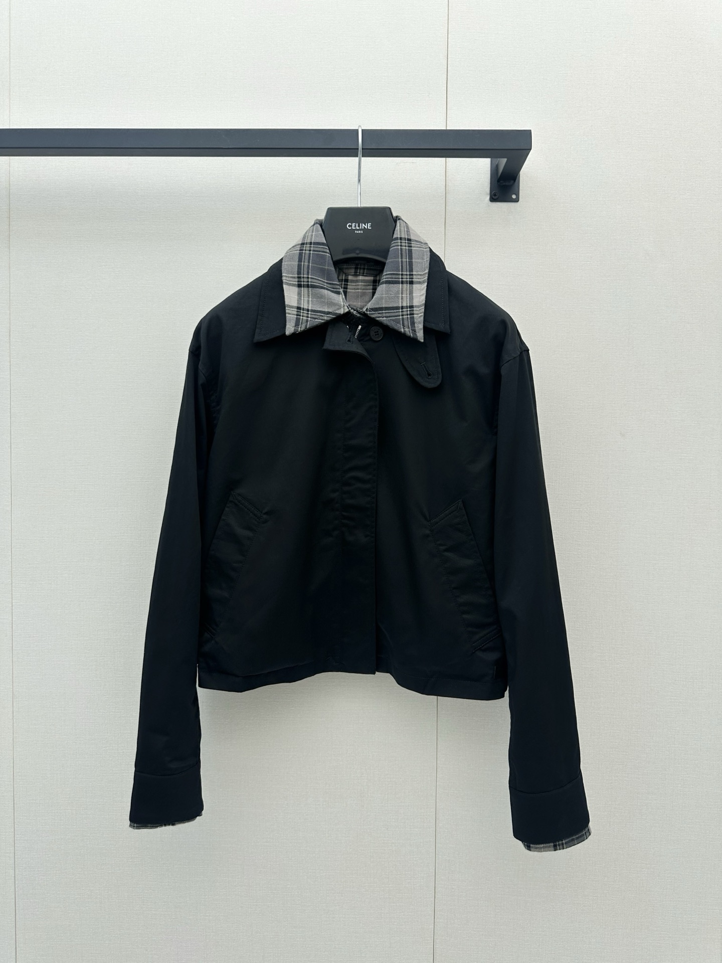 아크네(Acne studios) 체크 페이크 레이어드 크롭 재킷 상의 의류