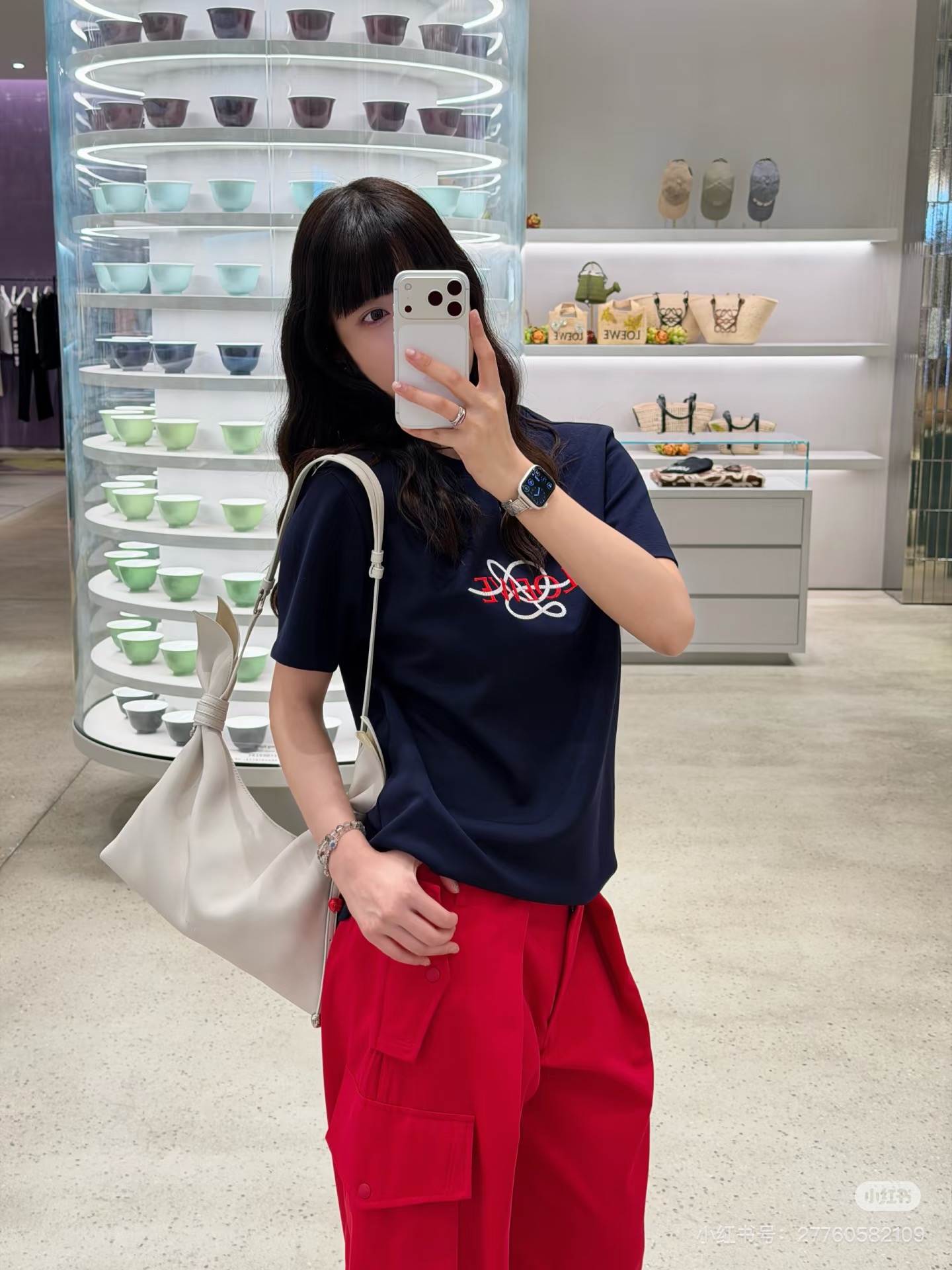 로에베(LOEWE) 아나그램 로프 자수 반팔 티셔츠 상의 의류