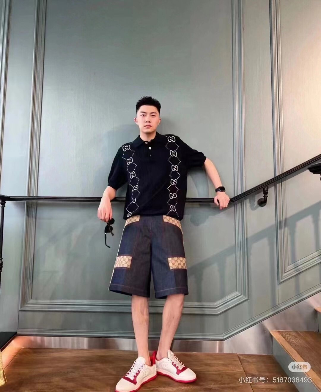 구찌(GUCCI) 더블 자카드 니트 폴로셔츠 상의 의류
