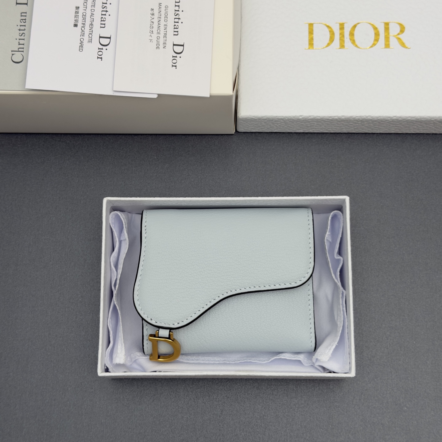 [Dior] 디올 Lotus 로터스 새들 고스트 그레인드 미니 지갑