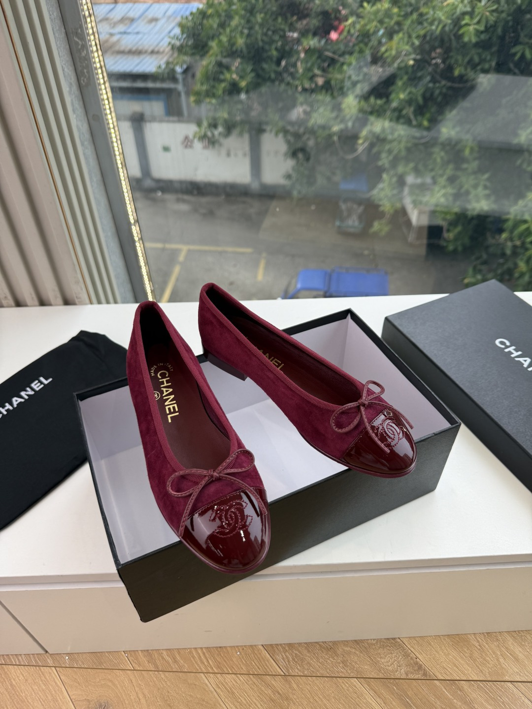 샤넬(CHANEL) 리본 메리제인 슬링백 플랫 신발
