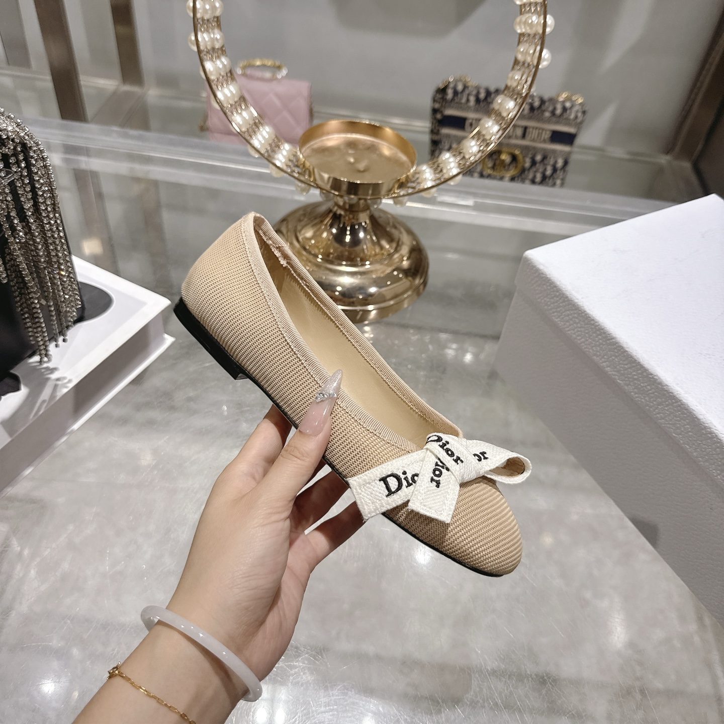 디올(DIOR) 리본 스트랩 메리제인 플랫슈즈 신발