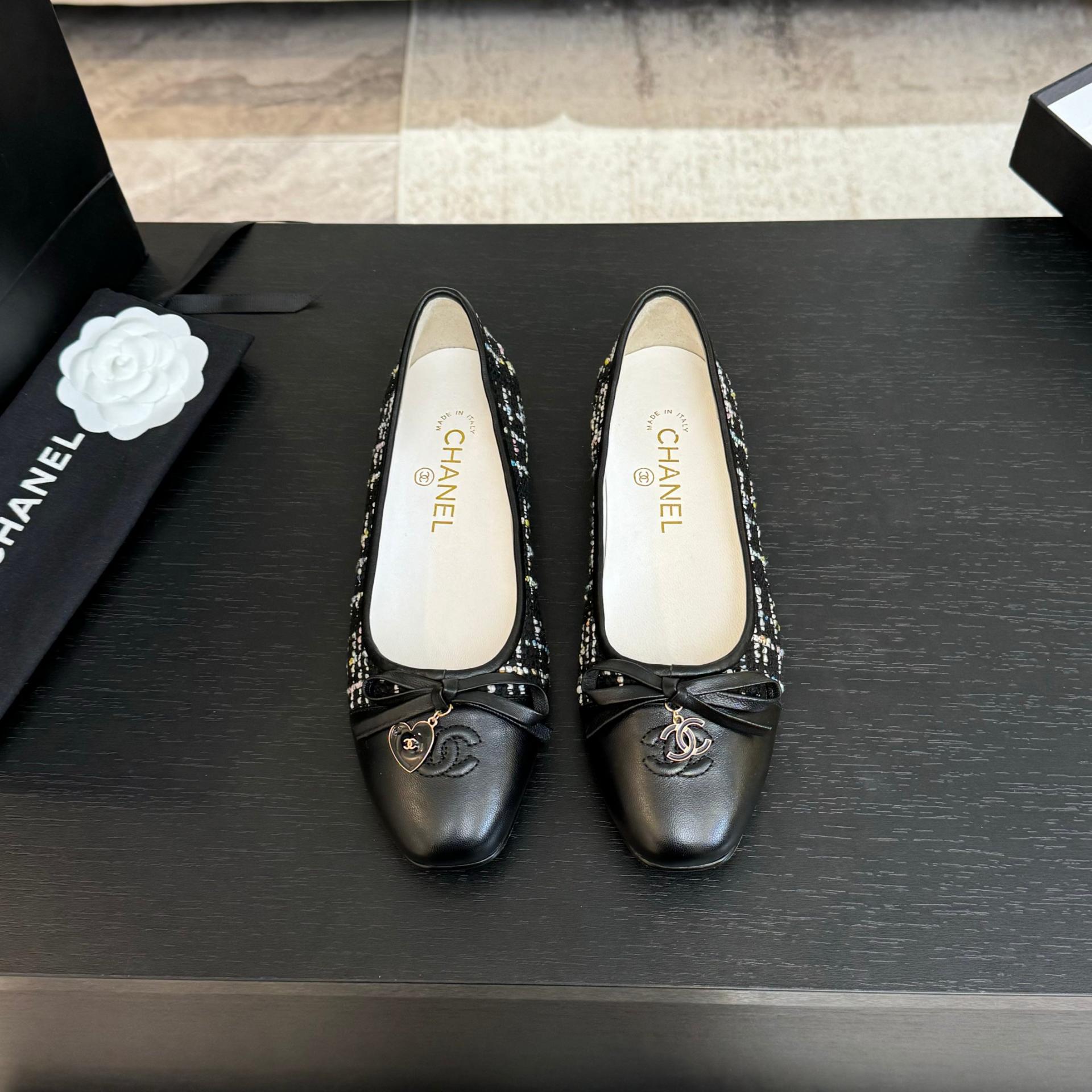 샤넬(CHANEL) 트위드 리본 플랫슈즈 신발 복제