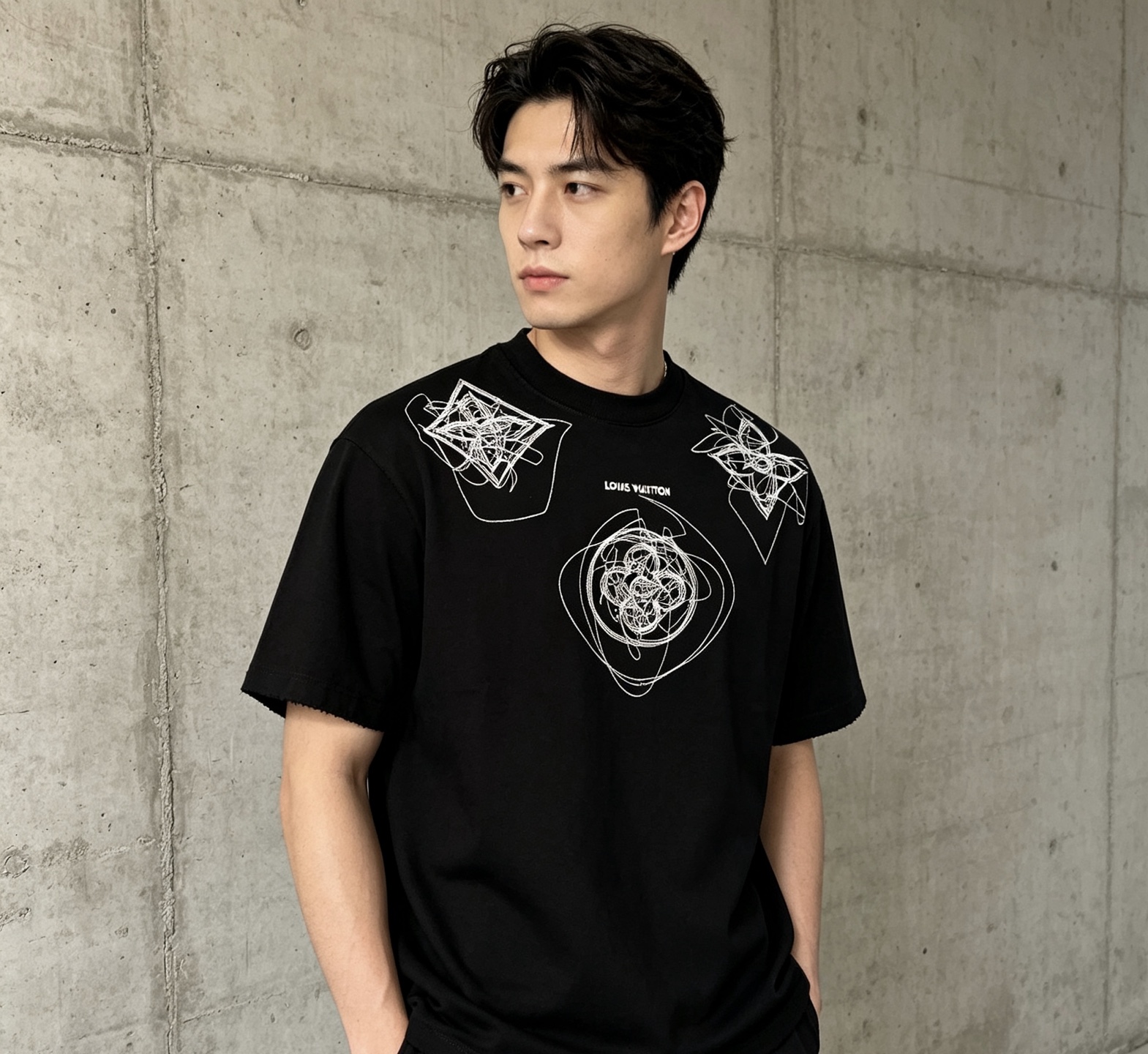 루이비통(LV) 그래피티 자수 반팔 티셔츠 의류