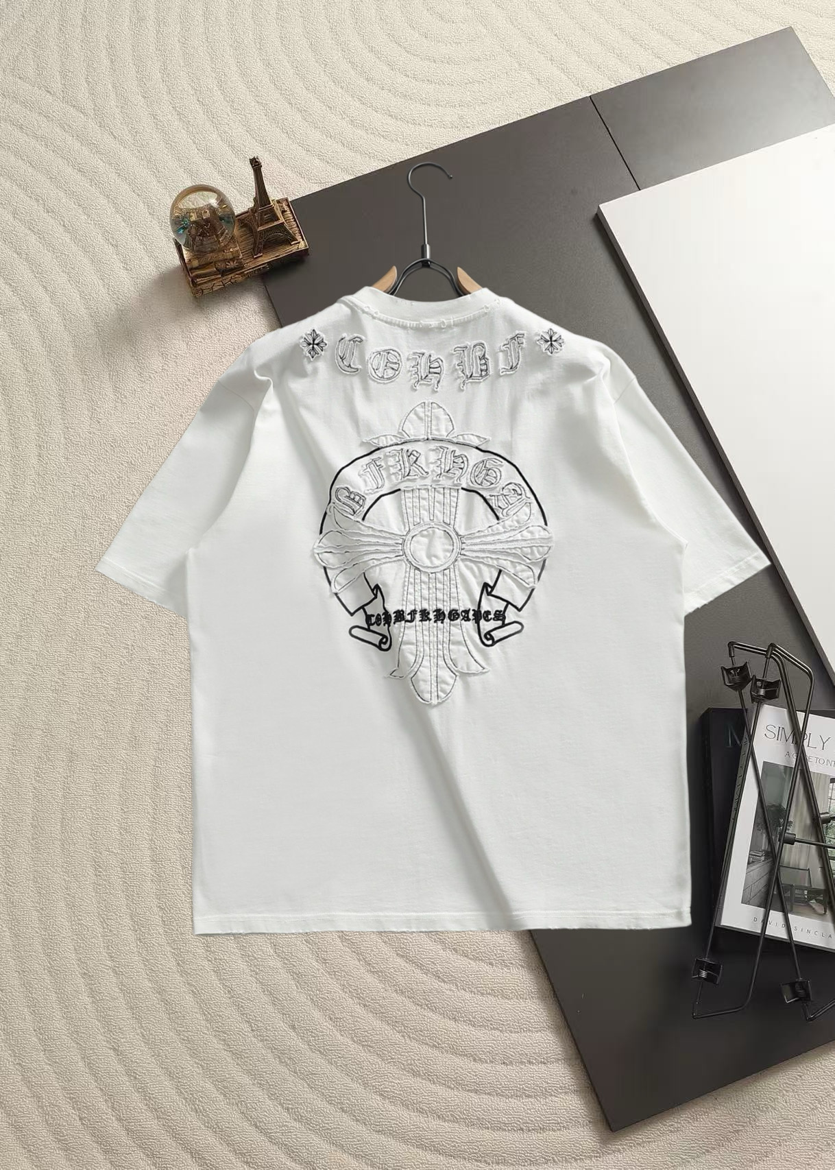 크롬하츠(CHROME HEARTS) 자수 워싱 반팔 티셔츠 상의 의류