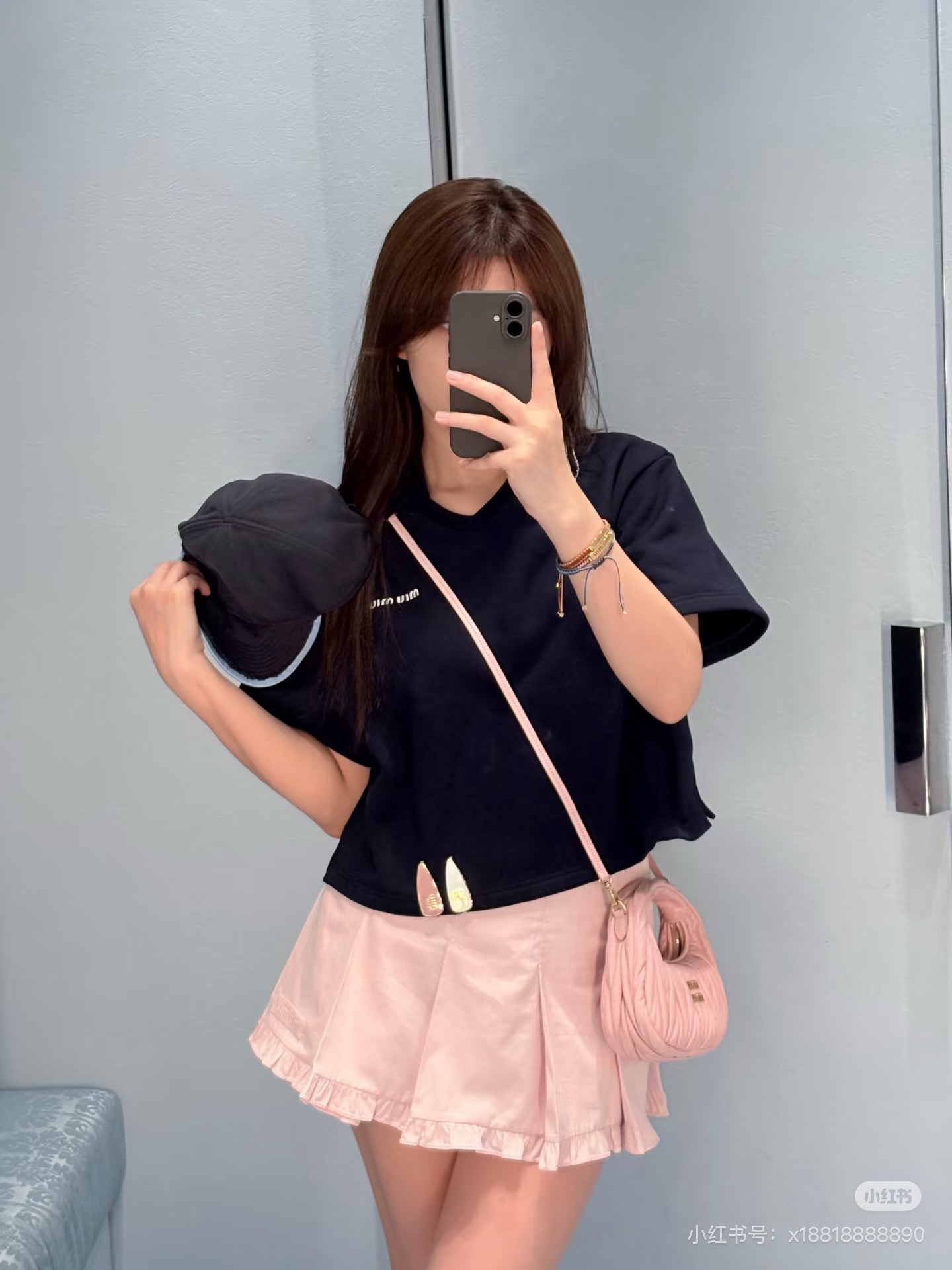 미우미우(MIU MIU) 자수 피케 폴로 티셔츠 상의 의류