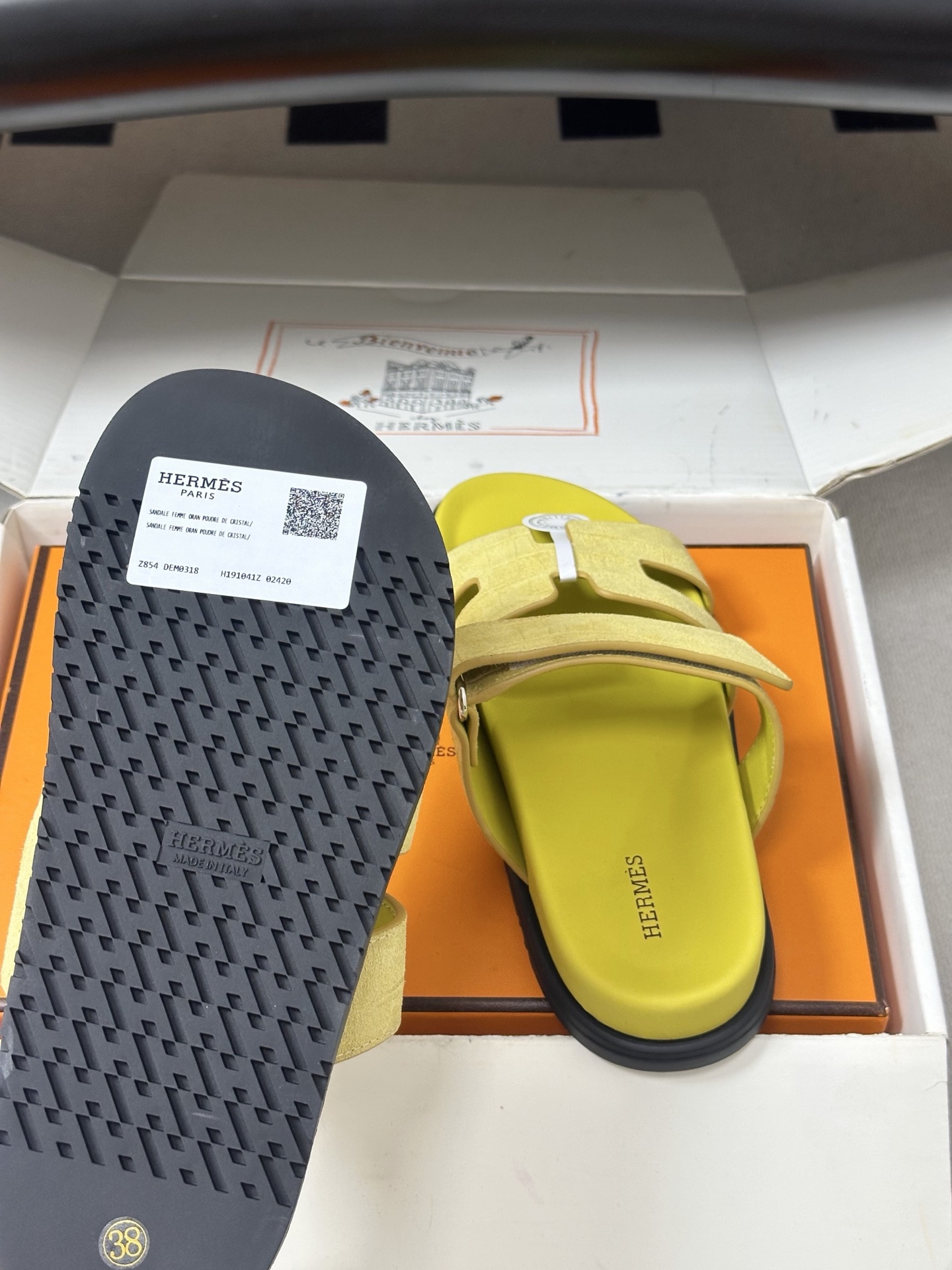 에르메스(HERMES) H 로고 벨크로 플랫 슬리퍼 신발