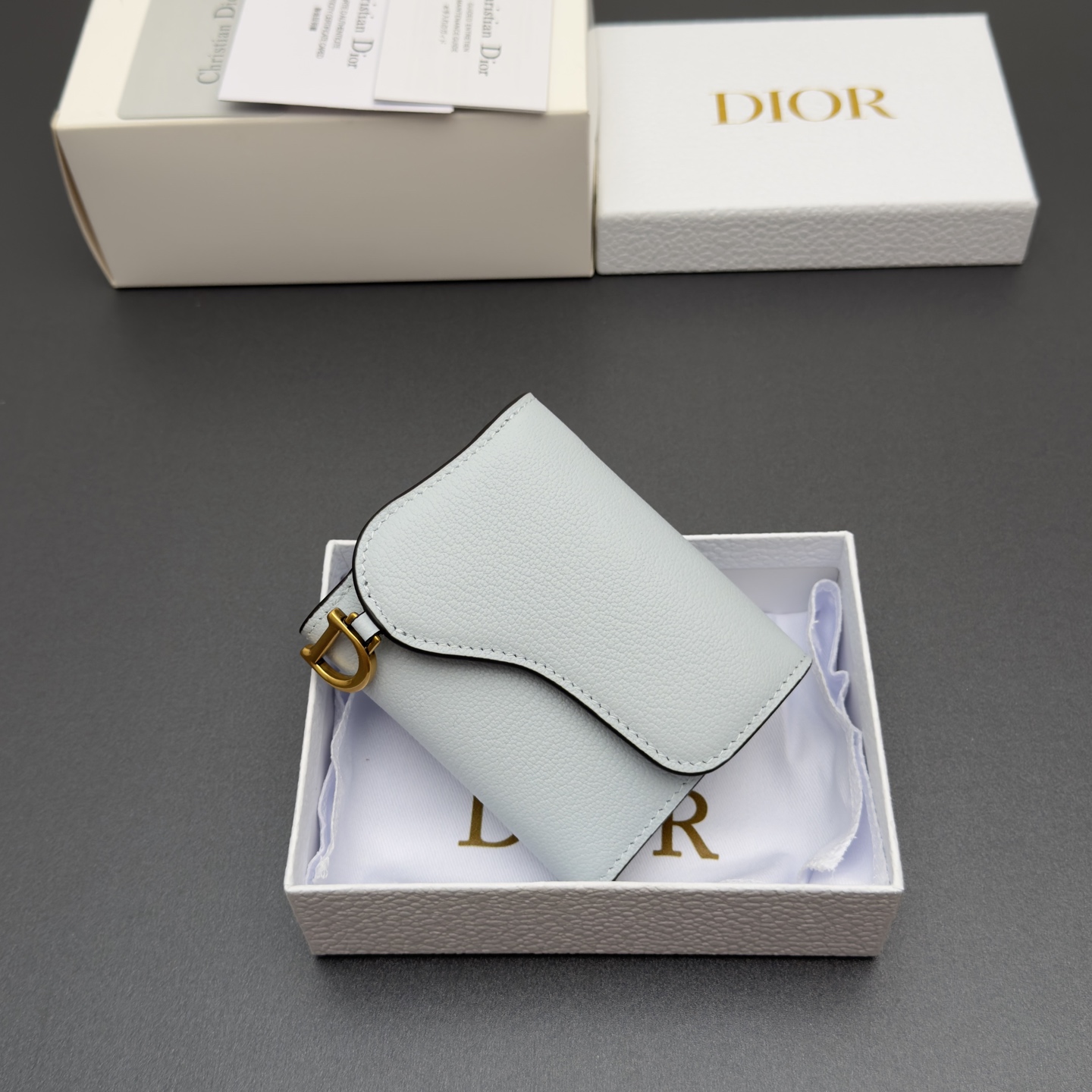 [Dior] 디올 Lotus 로터스 새들 고스트 그레인드 미니 지갑