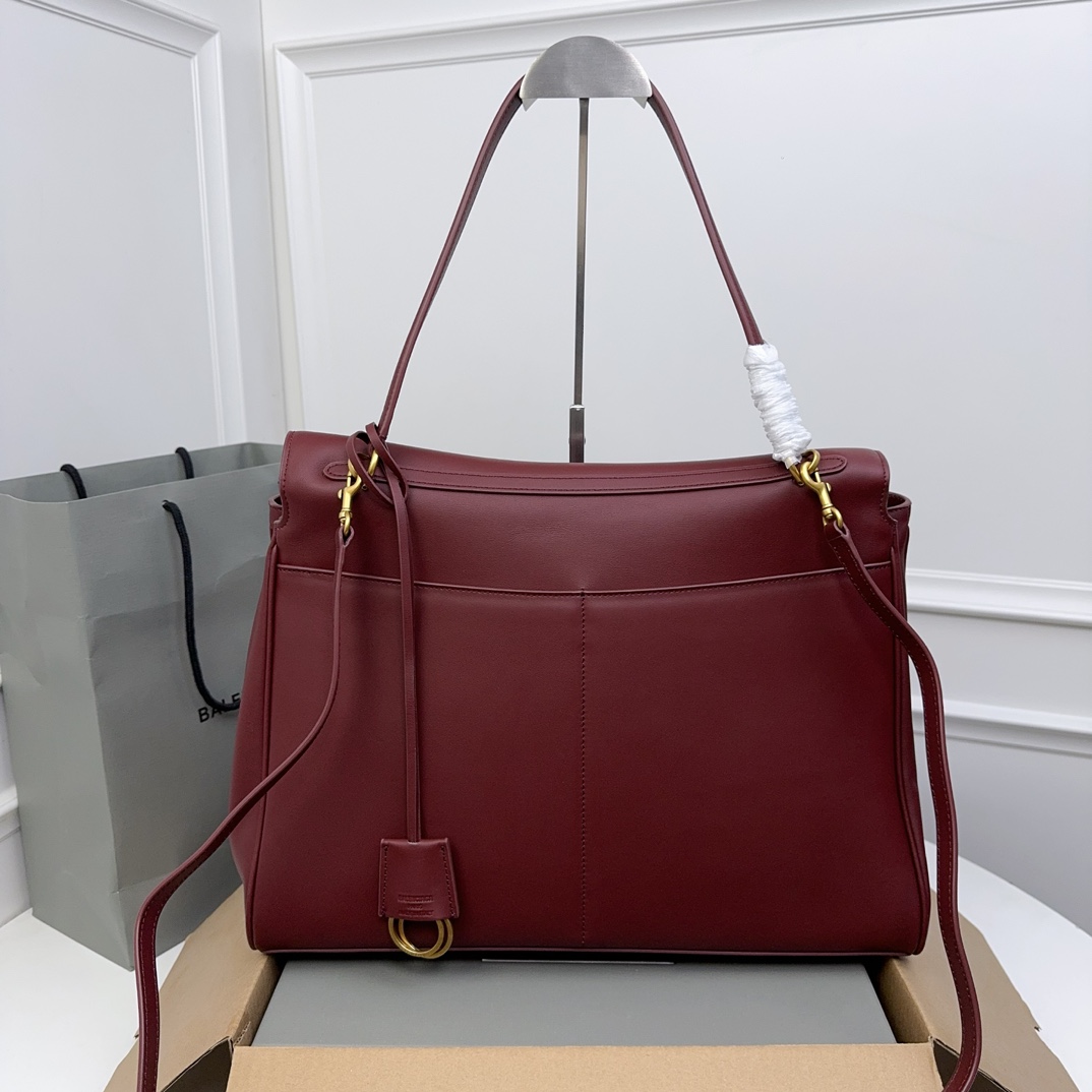 BALENCIAGA 발렌시아가 Rodeo 로데오 라지 핸드백 (버건디 컬러 / 골드 하드웨어) 가방