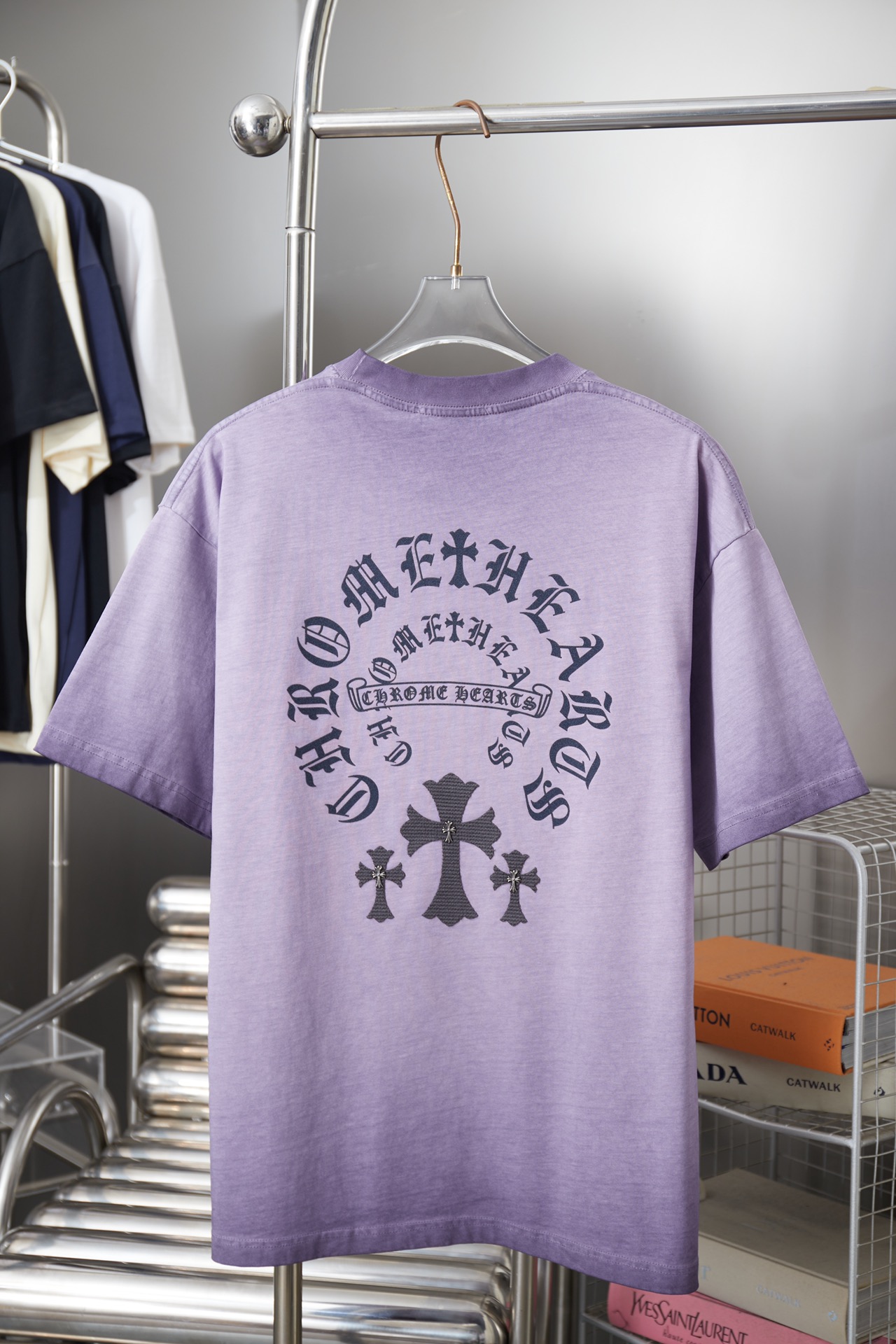 크롬하츠(Chrome Hearts) 데님 크로스 반팔 티셔츠 상의 의류