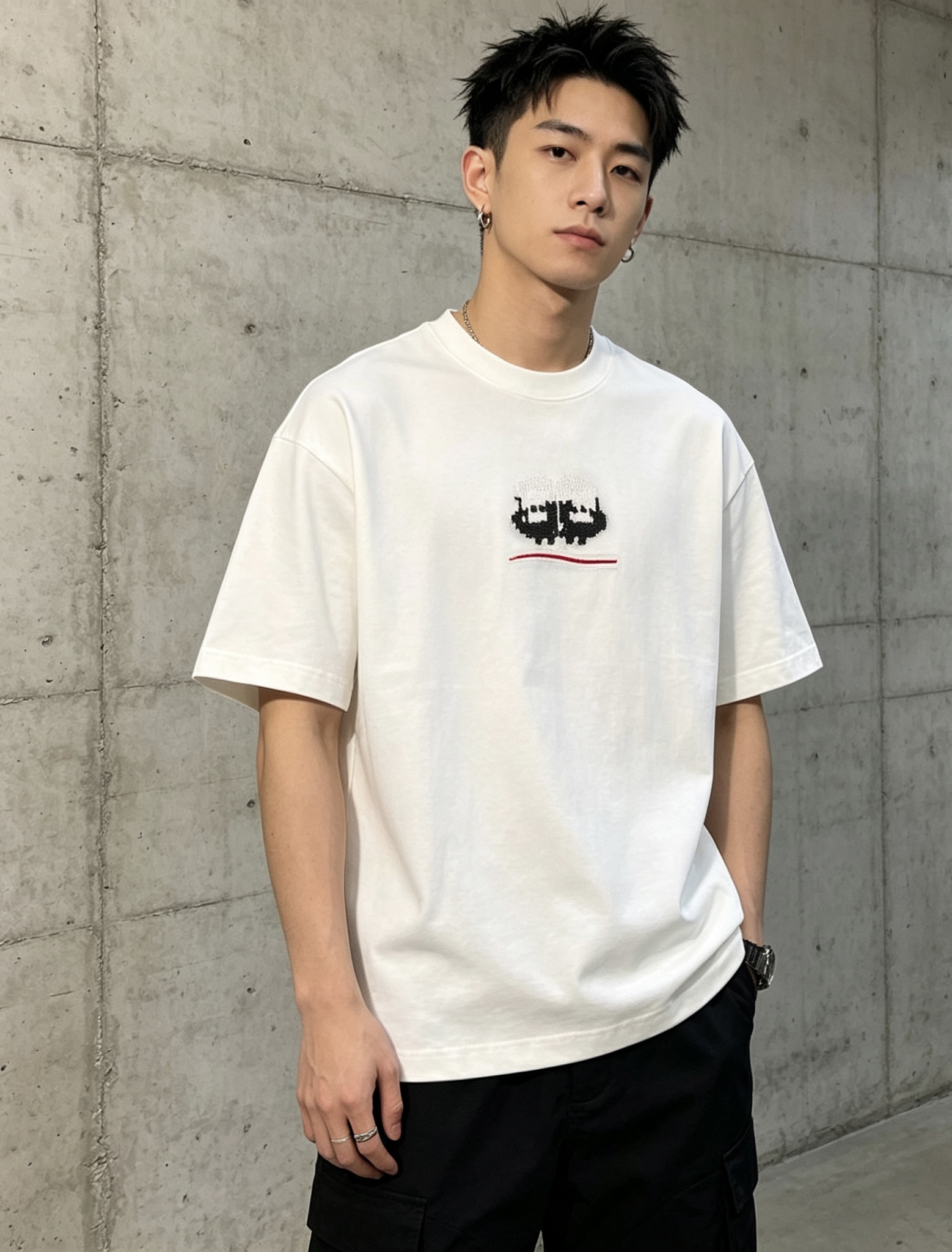 발렌시아가(BALENCIAGA) 픽셀 자수 반팔 티셔츠 의류