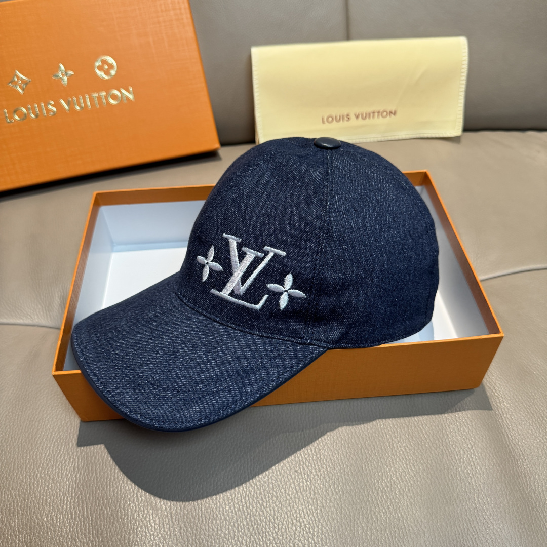 루이비통(LV) 로고 데님 볼캡 모자
