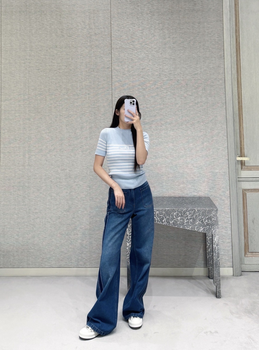 디올(DIOR) 레터링 반팔 골지 니트 의류