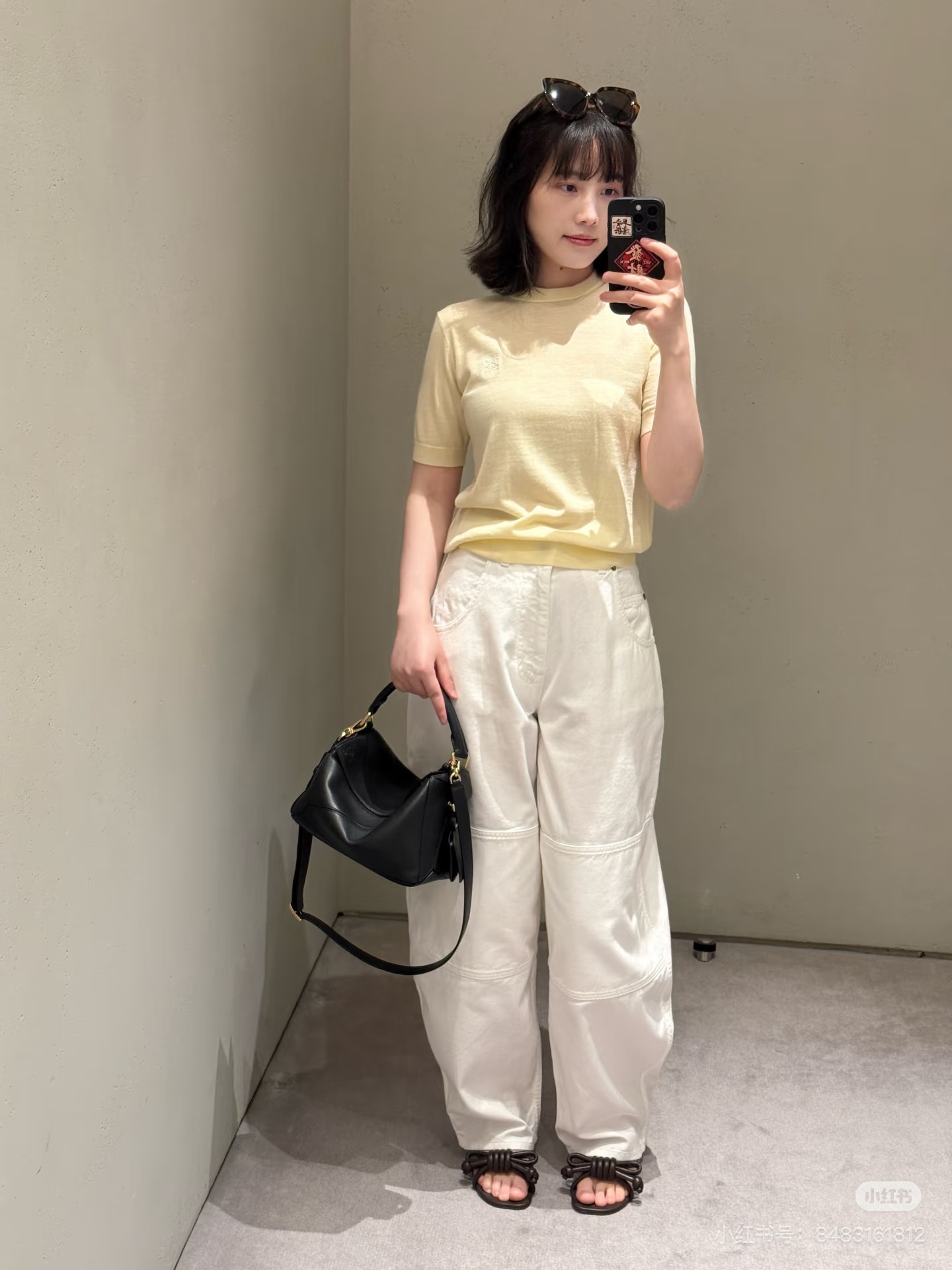 로에베(LOEWE) 로고 자수 니트 반팔