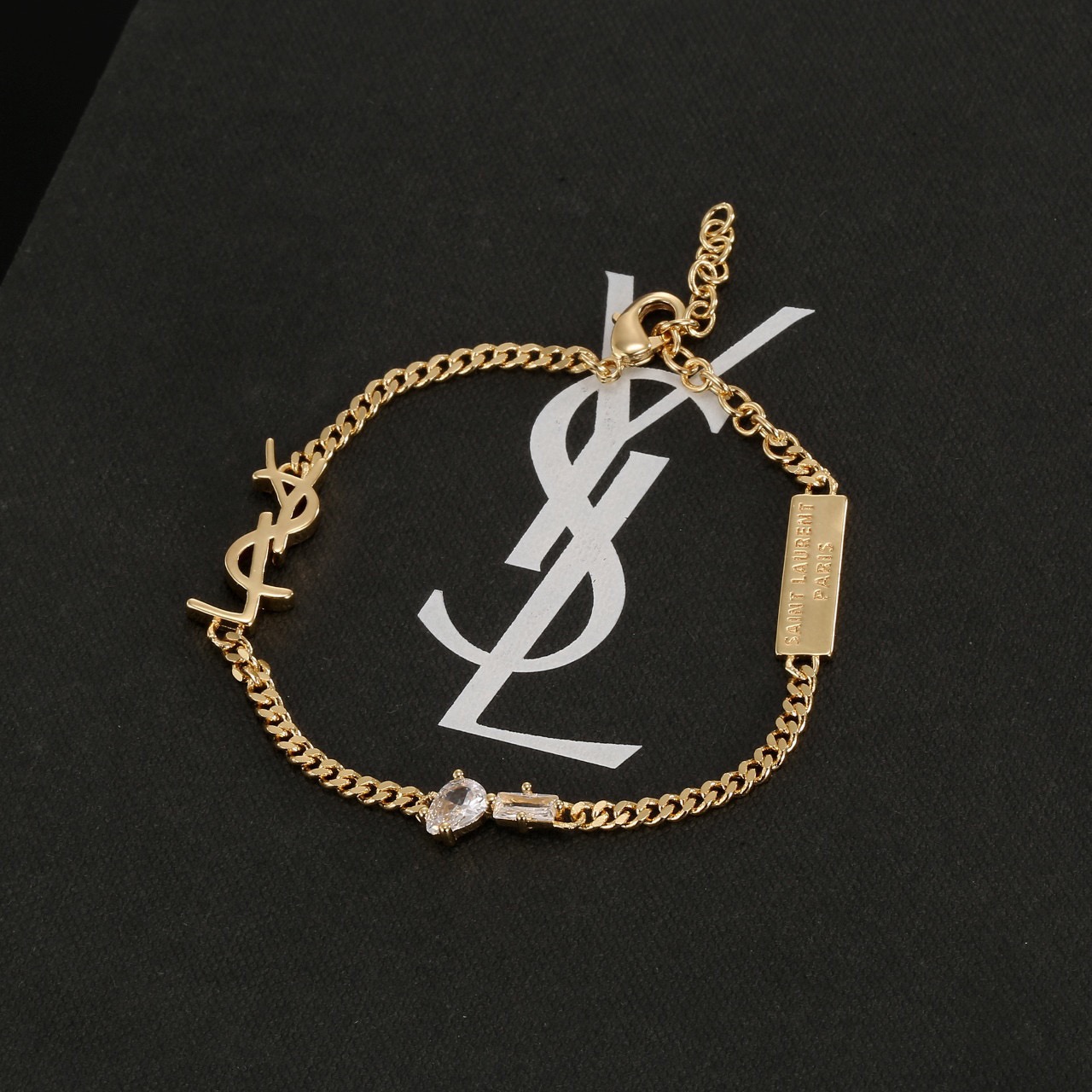 생로랑(YSL) 로고 큐빅 체인 팔찌 악세사리