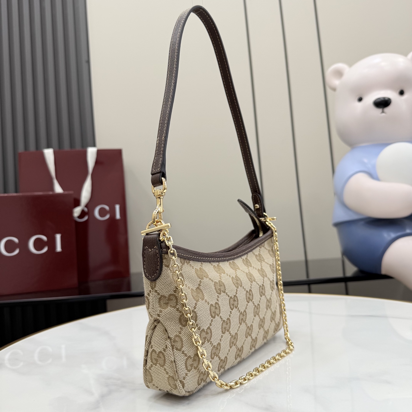 [Gucci] 구찌 (Generation) GG 캔버스 투웨이 미니 체인백 (샌드/브라운) 가방