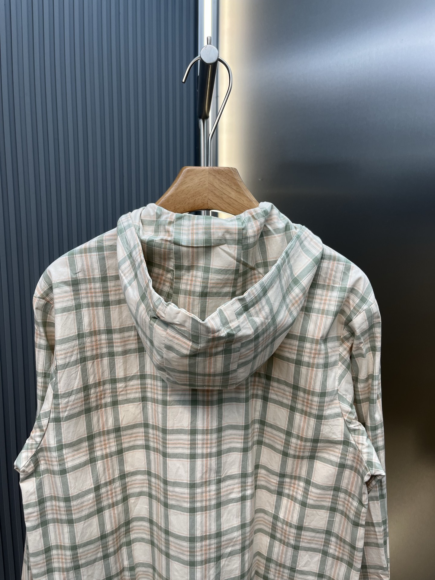 아크네(Acne studios) 로고 자수 체크 후드 재킷 상의 의류
