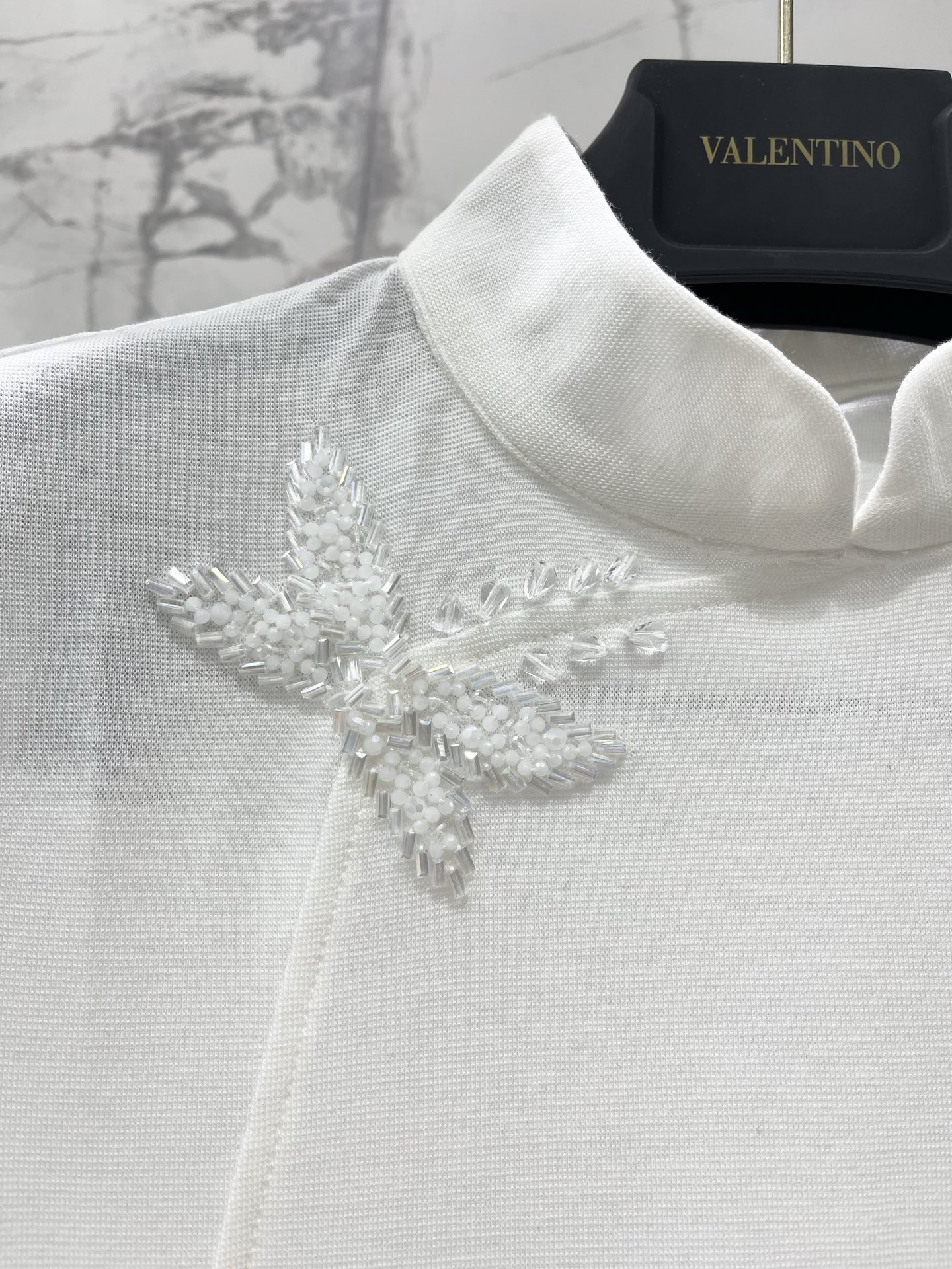 [Valentino] 발렌티노 26SS 오리엔탈 텐셀 비드 차이나카라 셔츠 의류