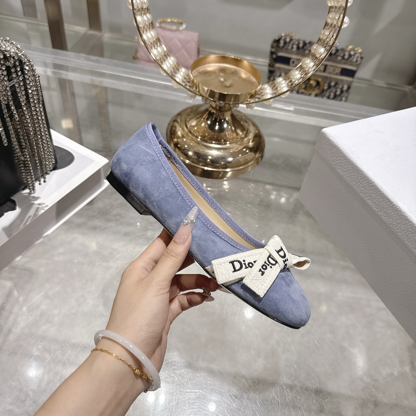 디올(DIOR) 리본 스트랩 메리제인 플랫슈즈 신발