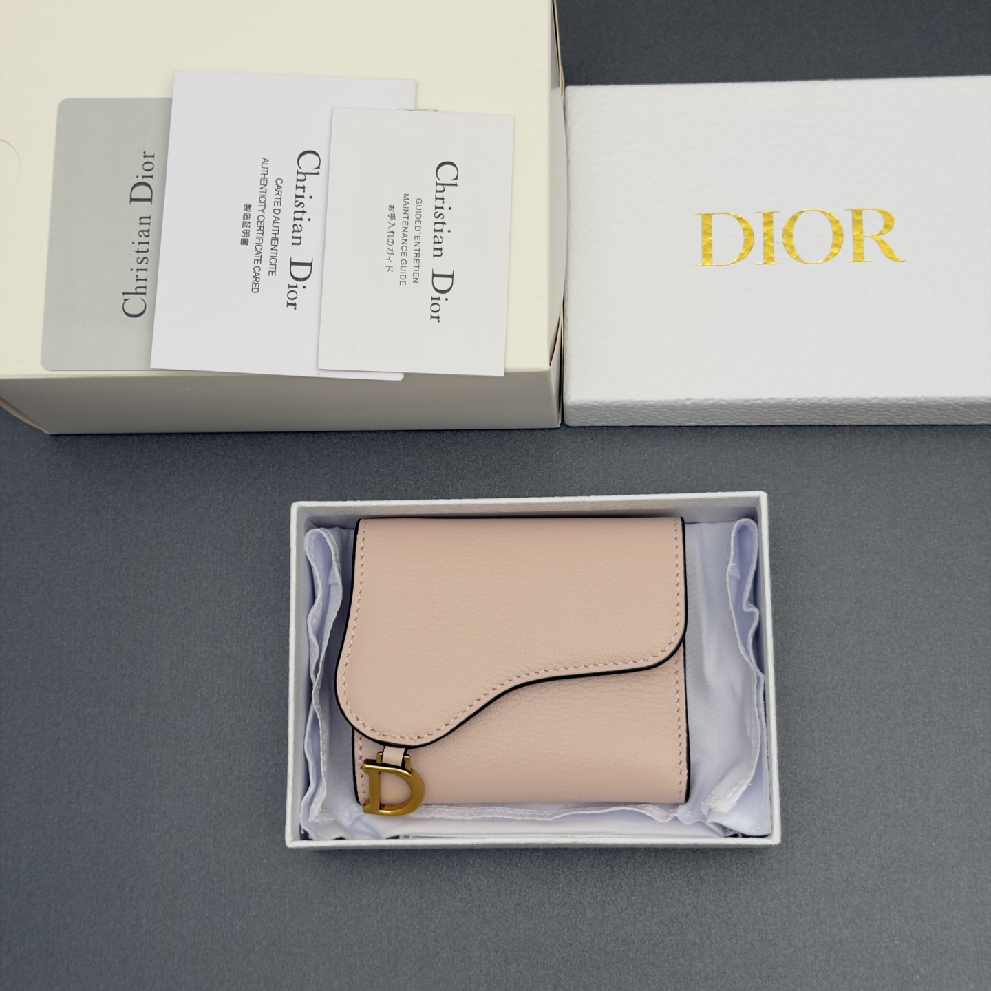 [Dior] 디올 Lotus 로터스 새들 고스트 그레인드 미니 지갑