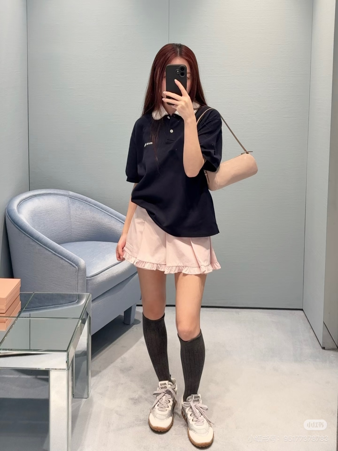 미우미우(MIU MIU) 레이스 카라 폴로 반팔 티셔츠 상의 의류