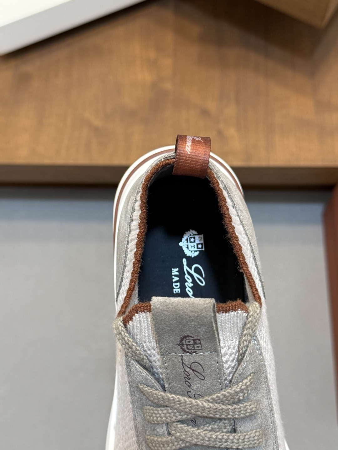 [Loro Piana] LP 로로 피아나 썸머 안톤 워크 레더 앤 패브릭 보트 슈즈 스니커즈 신발