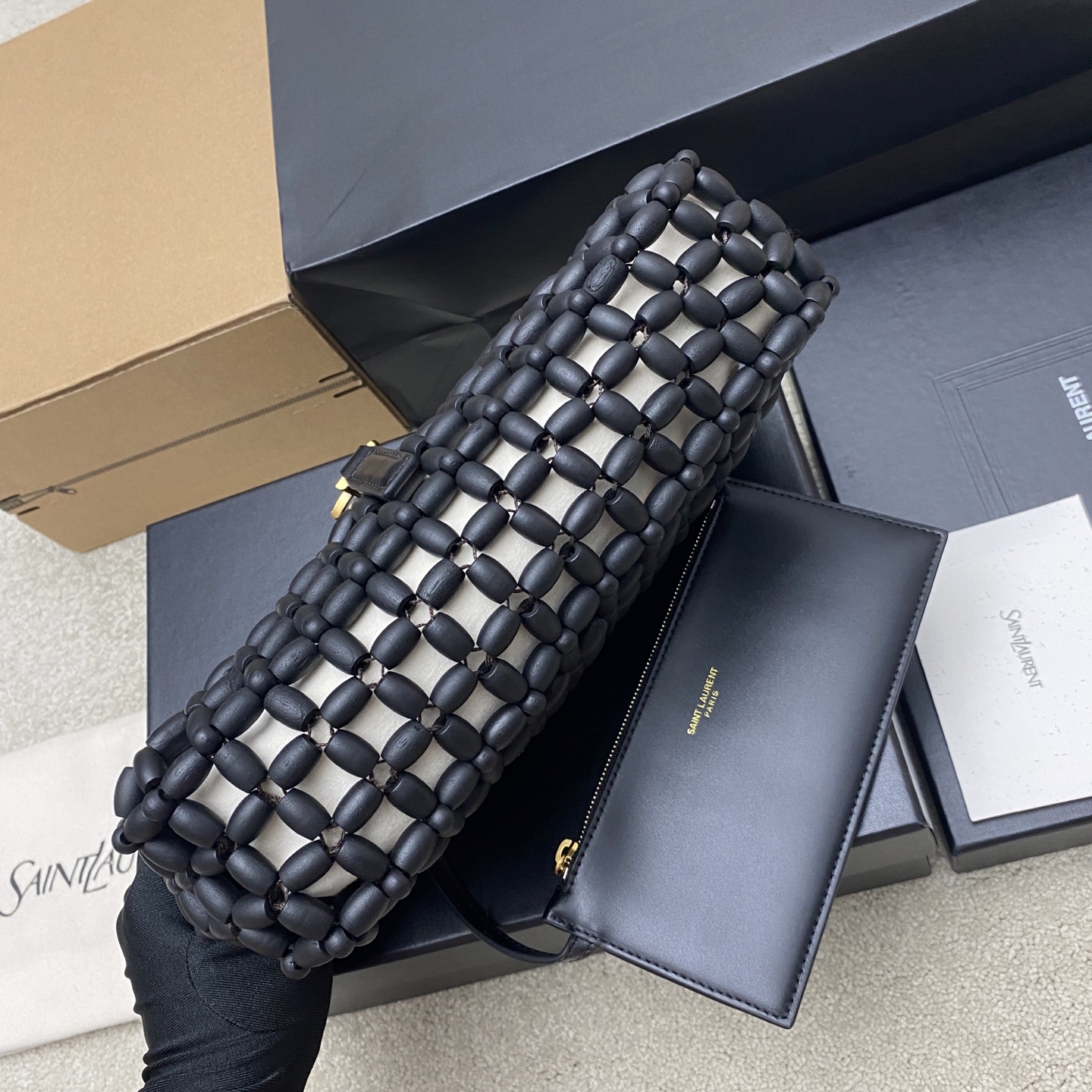Saint Laurent YSL LE 5A7 생로랑 우드 비즈 호보백 가방 / 657228